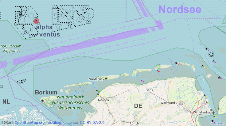 Location map project alpha ventus