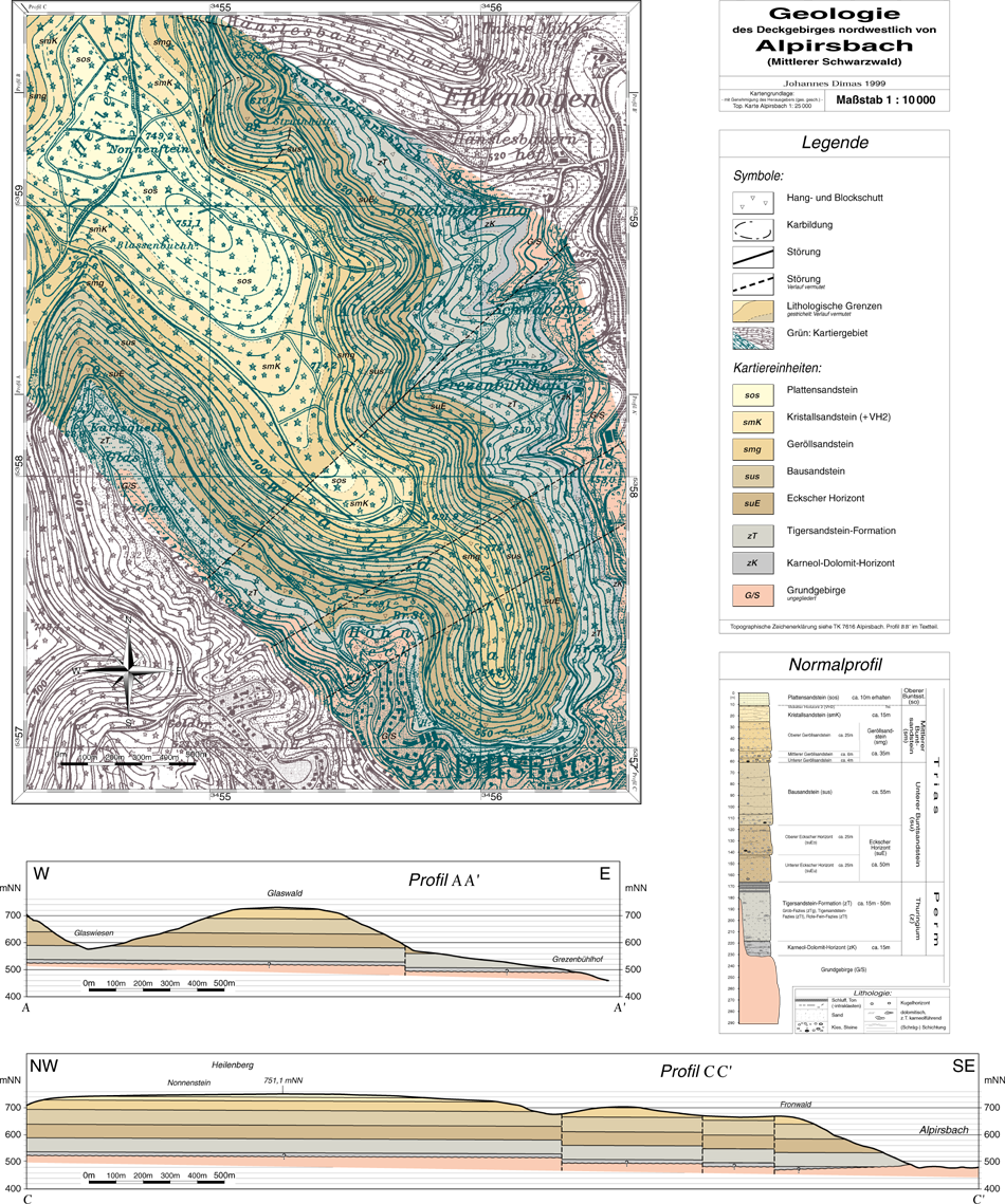 Geologische Karte des Untersuchungsgebietes (nordwestlich von Alpirsbach)